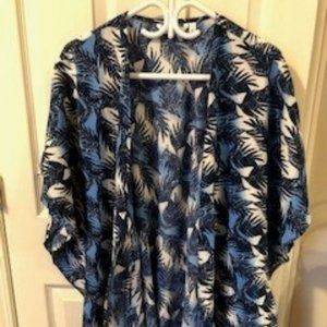 Sarong Blue, White Floral Print